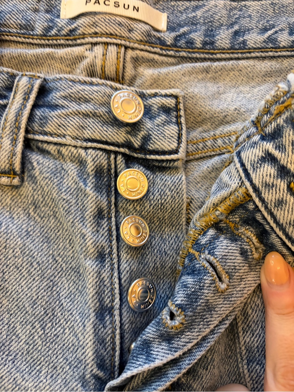 PacSun High Waisted Straight Leg Jeans Raw Hem Light Wash Size 25 - Picture 5 of 8